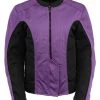 M-BOSS Motorcycle Apparel Motorcycle Jackets M Boss Motorcycle Apparel BOS22702 Ladies Black And Purple Mesh Racer Jacket With Full Armor