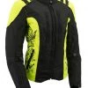 M-BOSS Motorcycle Apparel Motorcycle Jackets M Boss Motorcycle Apparel BOS22704 Ladies Hi Vis Green Textile Racer Jacket With Butterfly Design