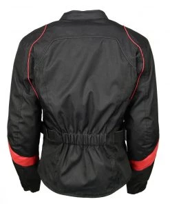 M-BOSS Motorcycle Apparel M Boss Motorcycle Apparel BOS22706 Ladies Black And Red Nylon Racer Jacket With Full Armor