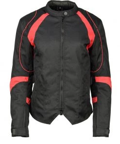 M-BOSS Motorcycle Apparel M Boss Motorcycle Apparel BOS22706 Ladies Black And Red Nylon Racer Jacket With Full Armor