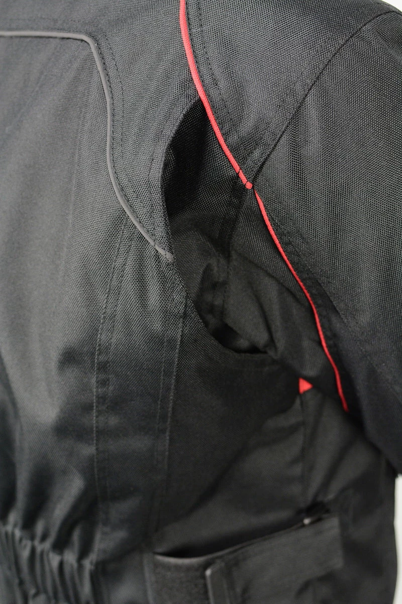 M-BOSS Motorcycle Apparel M Boss Motorcycle Apparel BOS22706 Ladies Black And Red Nylon Racer Jacket With Full Armor