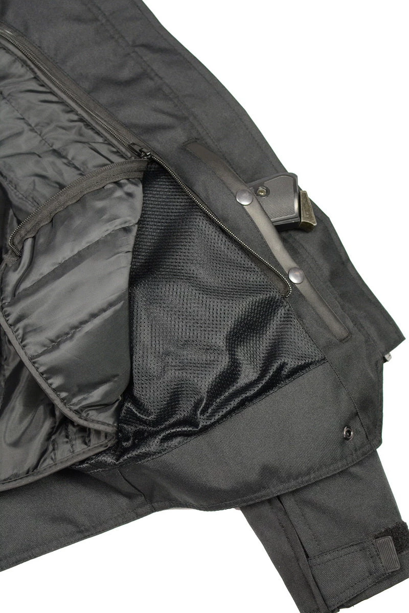 M-BOSS Motorcycle Apparel M Boss Motorcycle Apparel BOS22706 Ladies Black And Red Nylon Racer Jacket With Full Armor