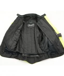 M-BOSS Motorcycle Apparel Motorcycle Jackets M Boss Apparel BOS22708 Ladies High Visibility Green Waterproof Moto Jacket With Armor