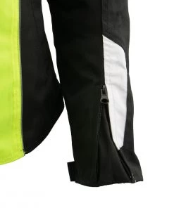 M-BOSS Motorcycle Apparel Motorcycle Jackets M Boss Apparel BOS22708 Ladies High Visibility Green Waterproof Moto Jacket With Armor