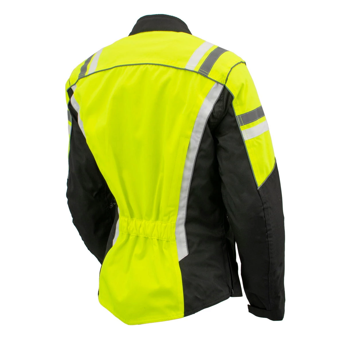 M-BOSS Motorcycle Apparel Motorcycle Jackets M Boss Apparel BOS22708 Ladies High Visibility Green Waterproof Moto Jacket With Armor