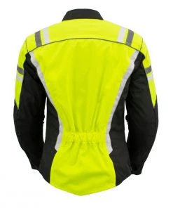 M-BOSS Motorcycle Apparel Motorcycle Jackets M Boss Apparel BOS22708 Ladies High Visibility Green Waterproof Moto Jacket With Armor
