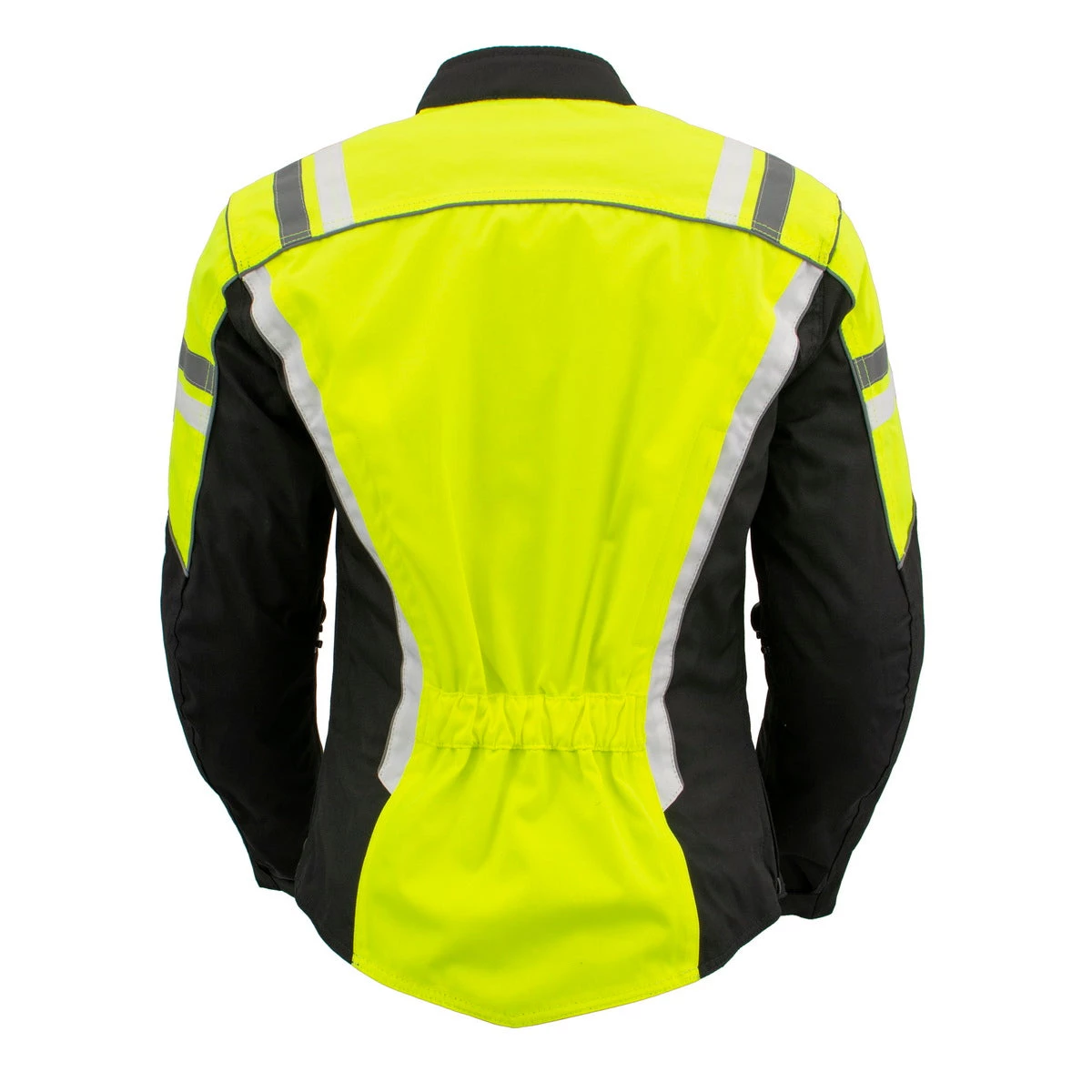 M-BOSS Motorcycle Apparel Motorcycle Jackets M Boss Apparel BOS22708 Ladies High Visibility Green Waterproof Moto Jacket With Armor