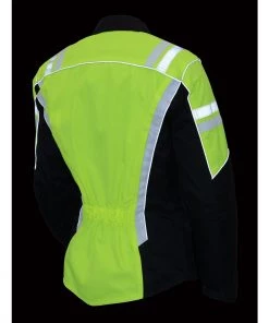 M-BOSS Motorcycle Apparel Motorcycle Jackets M Boss Apparel BOS22708 Ladies High Visibility Green Waterproof Moto Jacket With Armor