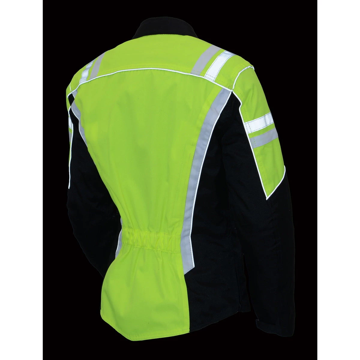 M-BOSS Motorcycle Apparel Motorcycle Jackets M Boss Apparel BOS22708 Ladies High Visibility Green Waterproof Moto Jacket With Armor