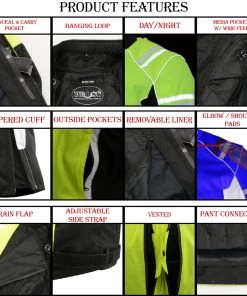 M-BOSS Motorcycle Apparel Motorcycle Jackets M Boss Apparel BOS22708 Ladies High Visibility Green Waterproof Moto Jacket With Armor