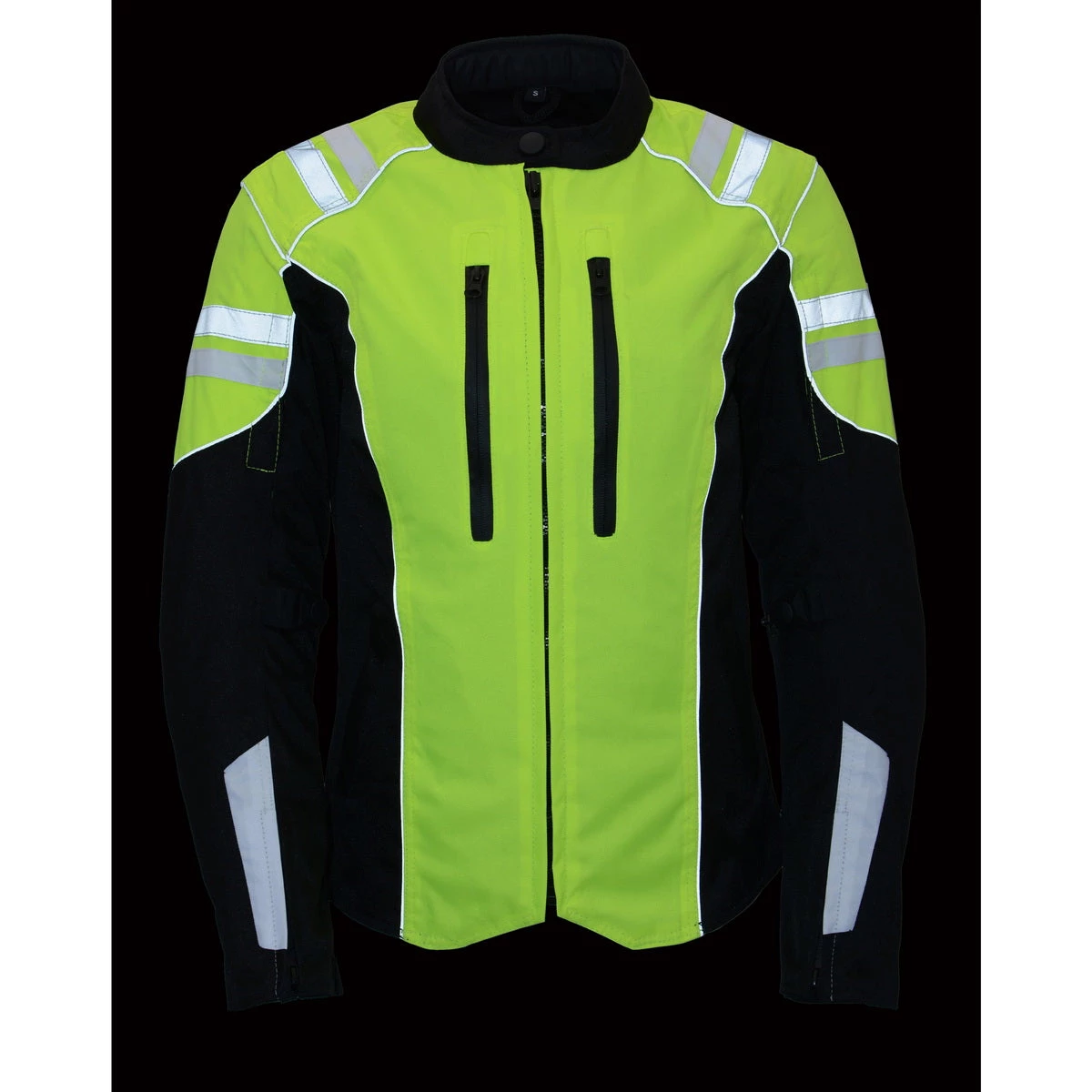 M-BOSS Motorcycle Apparel Motorcycle Jackets M Boss Apparel BOS22708 Ladies High Visibility Green Waterproof Moto Jacket With Armor