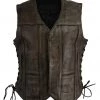 M-BOSS Motorcycle Apparel M Boss Motorcycle Apparel BOS24500 Ladies Leather Distressed Brown 6 Pocket Vest Motorcycle Vests