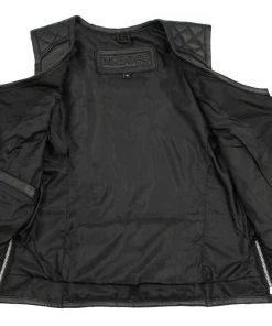 M-BOSS Motorcycle Apparel M Boss Motorcycle Apparel BOS24501 Ladies Black Leather Plain Side Zipper Front Vest