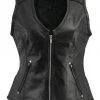 M-BOSS Motorcycle Apparel M Boss Motorcycle Apparel BOS24501 Ladies Black Leather Plain Side Zipper Front Vest