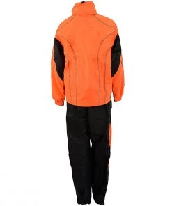 M-Boss Motorcycle Apparel BOS29600 Women's Black And Neon-Orange Two Piece High Visibility Rain Suit