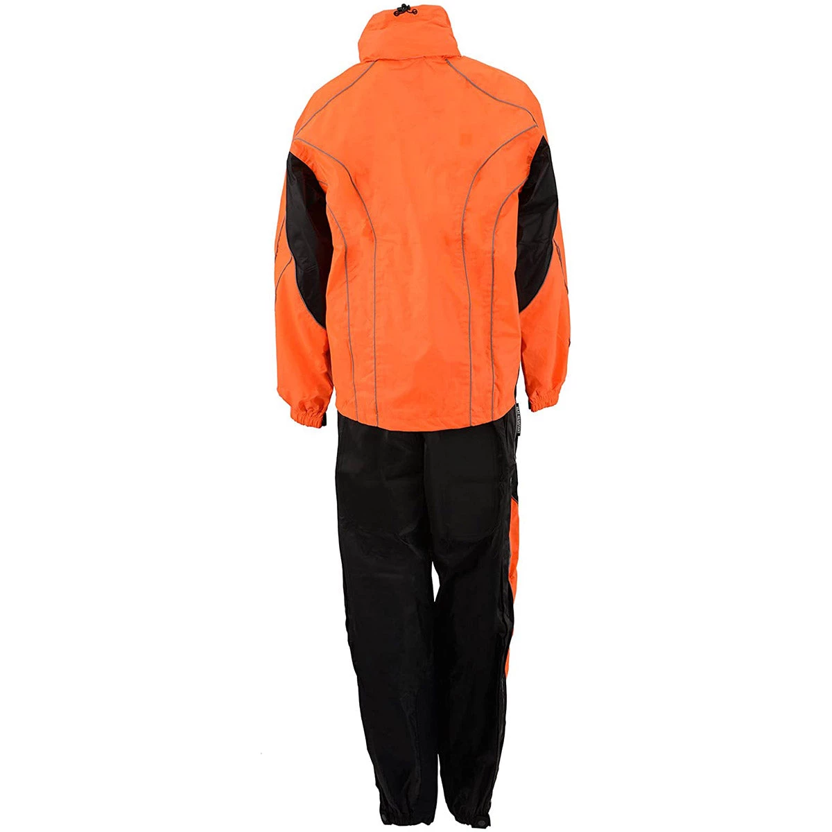 M-Boss Motorcycle Apparel BOS29600 Women's Black And Neon-Orange Two Piece High Visibility Rain Suit