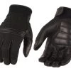 M-BOSS Motorcycle Apparel M Boss Motorcycle Apparel BOS37530 Men's Black Leather With Perforated Mesh Racing Gloves