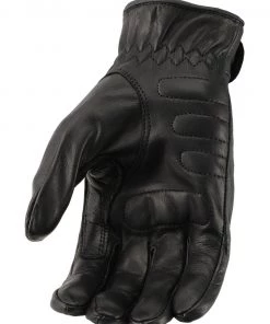 M-BOSS Motorcycle Apparel Riding Gear M Boss Motorcycle Apparel BOS37538 Men's'Flex Knuckles' Black Premium Leather Riding Gloves With Gel Palm