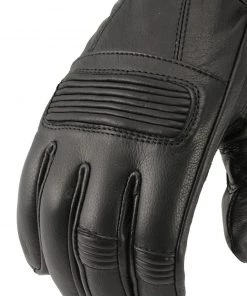 M-BOSS Motorcycle Apparel Riding Gear M Boss Motorcycle Apparel BOS37538 Men's'Flex Knuckles' Black Premium Leather Riding Gloves With Gel Palm