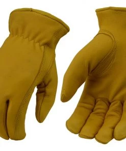 Riding Gear Milwaukee Leather G011T Men's Tan Full Grain Deerskin Gloves