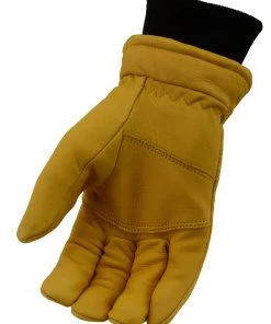 Riding Gear Xelement XG37546 Men's Yellow Full Grain Deerskin Leather Gloves