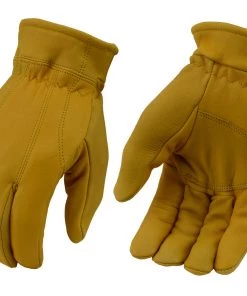 M-BOSS Motorcycle Apparel M Boss Motorcycle Apparel BOS37547 Men's Yellow Lined Full Grain Deerskin Gloves Riding Gear