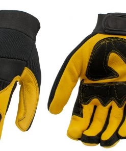 M-BOSS Motorcycle Apparel Riding Gear M Boss Motorcycle Apparel BOS37548 Men's Yellow And Black Full Grain Deerskin Gloves