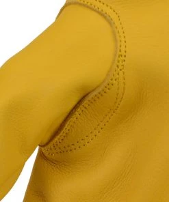 M-Boss Motorcycle Apparel BOS37550 Men's Yellow Full Grain Deerskin Gloves Riding Gear