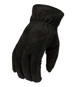 M-Boss Motorcycle Apparel BOS37551 Men's Black Thermal Lined Deer Suede Gloves Riding Gear