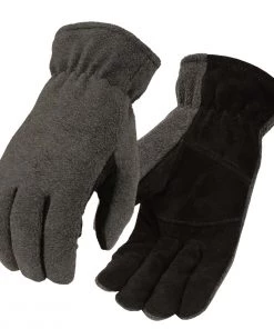 Milwaukee Leather G057 Men's Black And Grey Fleece With Suede Palm Thermal Lined Gloves Riding Gear