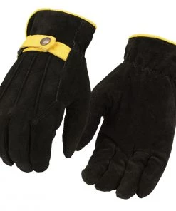 M-Boss Motorcycle Apparel BOS37555 Men's Black And Tan USA Deer Suede Gloves