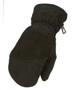 Riding Gear M-Boss Motorcycle Apparel BOS37556 Men's Black Deer Suede Mittens With Removable Faux Fur Liner