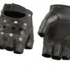 M-BOSS Motorcycle Apparel Riding Gear M Boss Motorcycle Apparel BOS37560 Men's 'Studded' Black Leather Fingerless Gloves