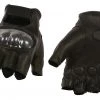M-BOSS Motorcycle Apparel M Boss Motorcycle Apparel BOS37561 Men's Black Leather Fingerless Gloves With Hard Knuckles