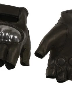 Xelement XG37561 Men's Black Leather Fingerless Gloves