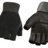 Xelement XG37562 Men's Black Leather With Spandex Fingerless Gloves