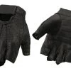 Xelement XG37564 Men's Black Perforated Leather Gel Palm Fingerless Gloves Riding Gear