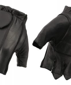 M-BOSS Motorcycle Apparel Riding Gear M Boss Motorcycle Apparel BOS37565 Men's Black Gel Palm Full Panel Leather Fingerless Gloves