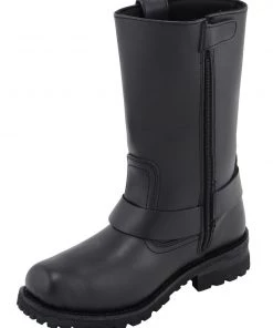 M-BOSS Motorcycle Apparel M-Boss Apparel BOS49001 Men's Classic 12-inch Black Harness Leather Motorcycle Boots Riding Gear