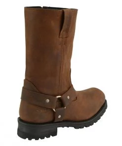 M-BOSS Motorcycle Apparel M-Boss Apparel BOS49001 Men's Classic 12-inch Distress Brown Harness Leather Motorcycle Boots