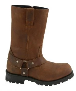 M-BOSS Motorcycle Apparel M-Boss Apparel BOS49001 Men's Classic 12-inch Distress Brown Harness Leather Motorcycle Boots