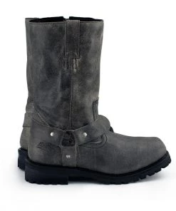 M-BOSS Motorcycle Apparel M-Boss Apparel BOS49001 Men's Classic 12-inch Distress Grey Harness Leather Motorcycle Boots