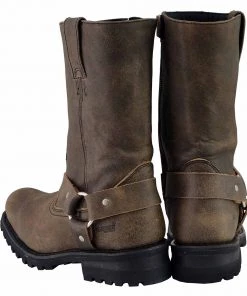 M-BOSS Motorcycle Apparel M Boss Apparel BOS49002 Men’s 11-inch Classic Distressed Brown Harness Square Toe Boots Riding Gear