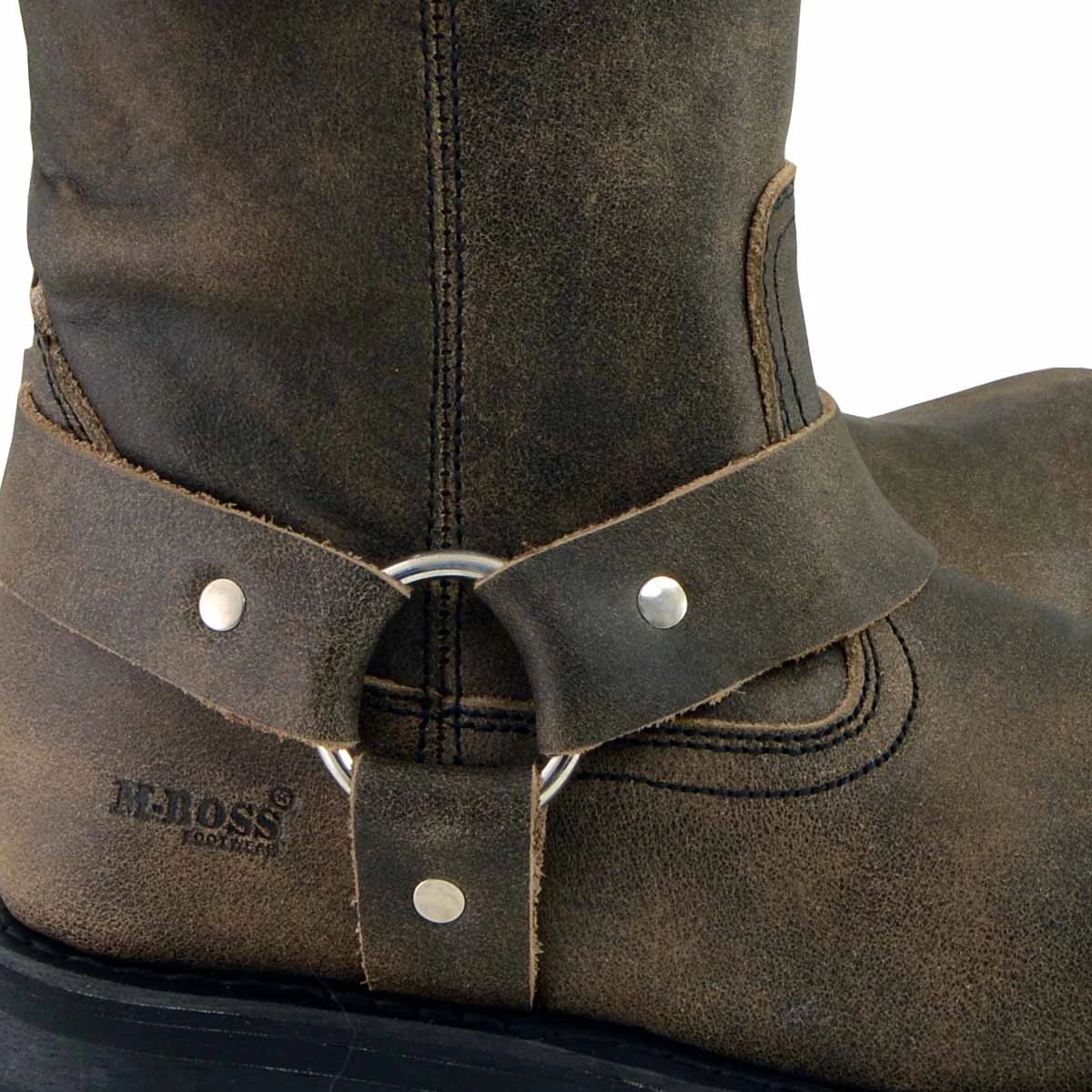 M-BOSS Motorcycle Apparel M Boss Apparel BOS49002 Men’s 11-inch Classic Distressed Brown Harness Square Toe Boots Riding Gear