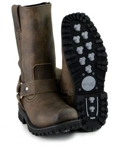 M-BOSS Motorcycle Apparel M Boss Apparel BOS49002 Men’s 11-inch Classic Distressed Brown Harness Square Toe Boots Riding Gear
