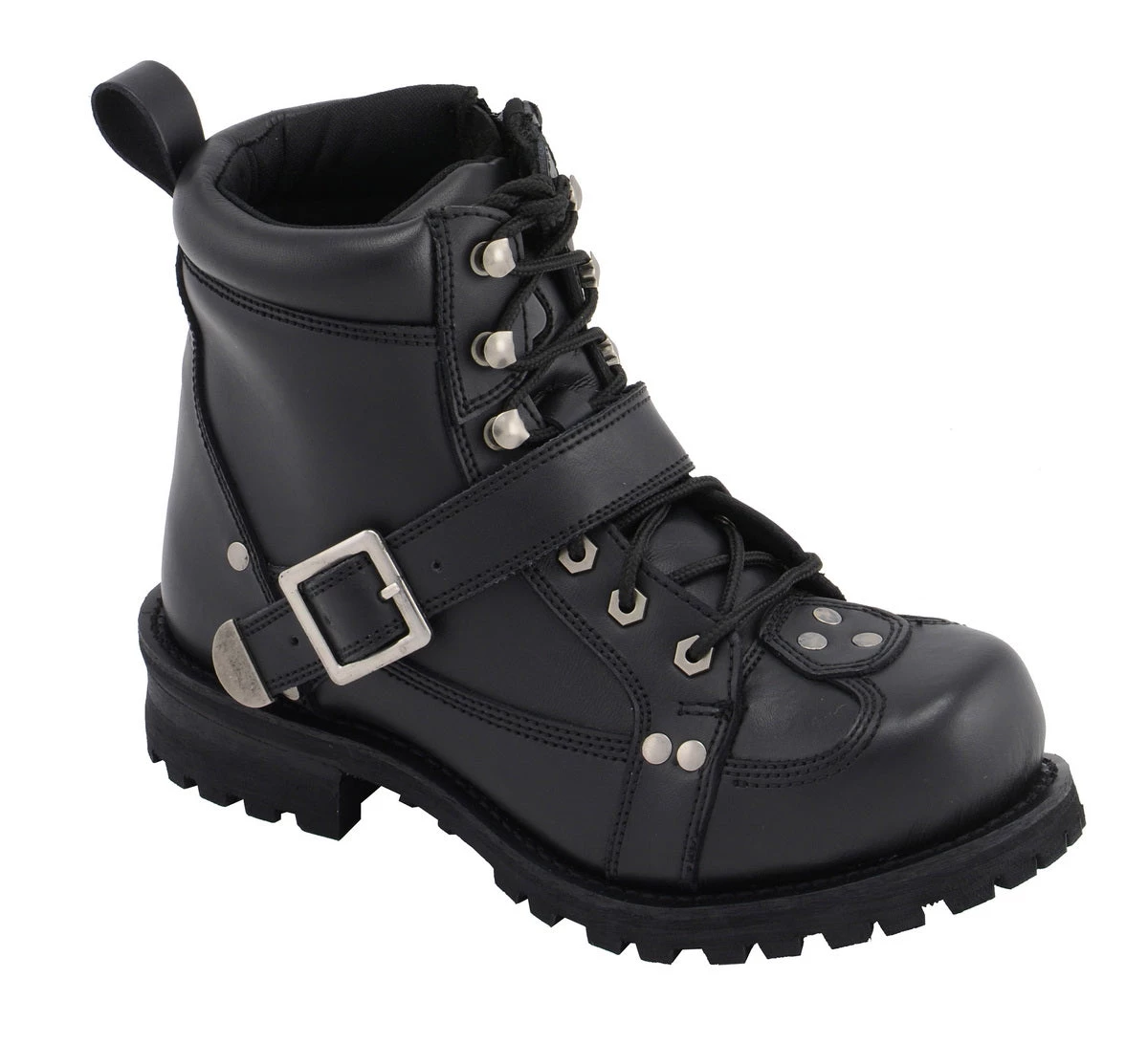 M-BOSS Motorcycle Apparel M Boss Apparel BOS49003 Men's 7 Inch 'Road Captain' Black Leather Motorcycle Boots Riding Gear