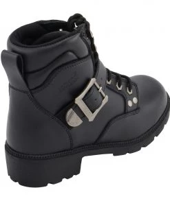 M-BOSS Motorcycle Apparel M Boss Motorcycle Apparel BOS49301 Ladies 7 Inch Black Road Captain Leather Motorcycle Boots