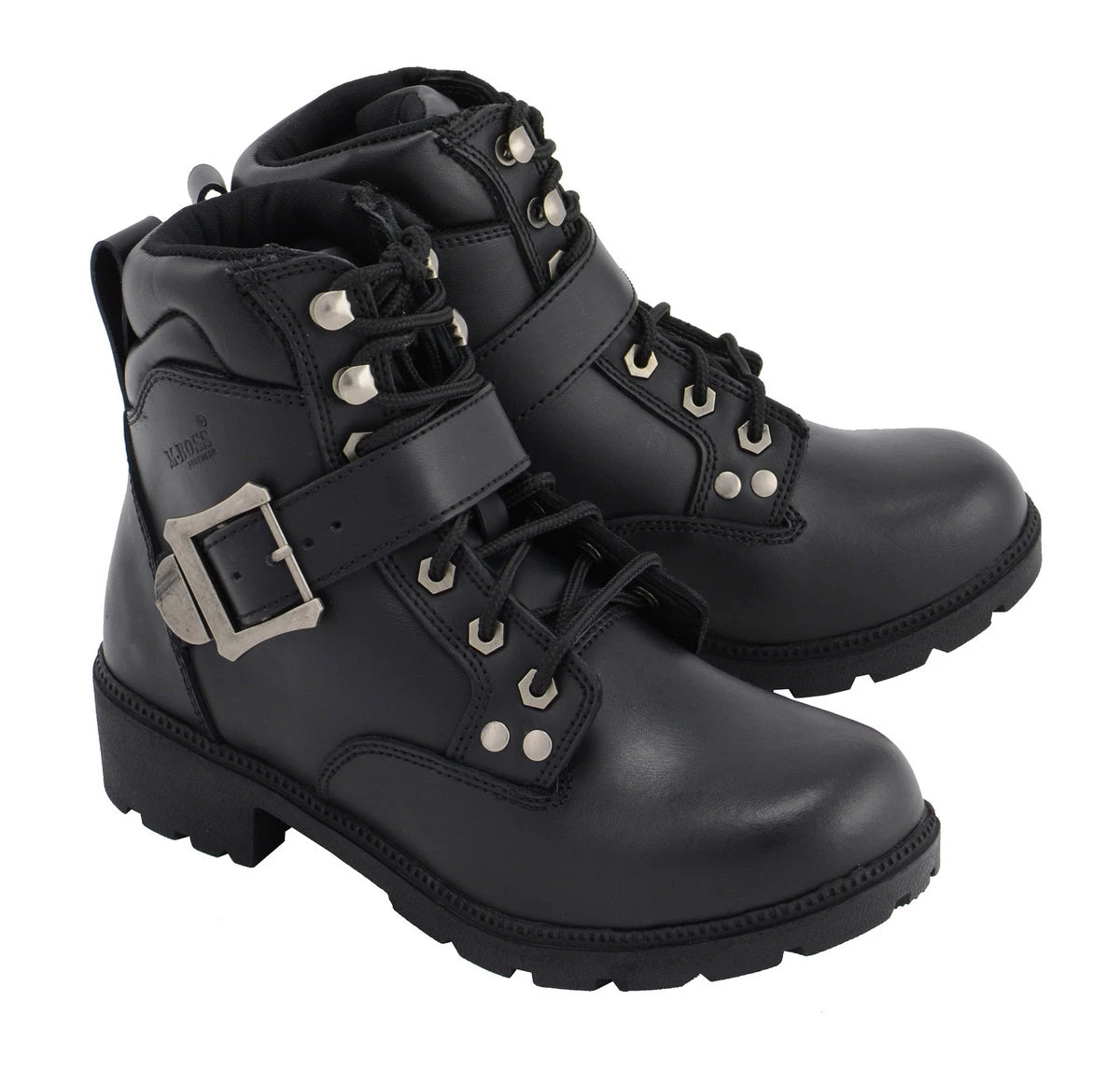 M-BOSS Motorcycle Apparel M Boss Motorcycle Apparel BOS49301 Ladies 7 Inch Black Road Captain Leather Motorcycle Boots