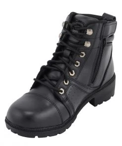M-BOSS Motorcycle Apparel M Boss Motorcycle Apparel BOS49302 Ladies 6 Inch Black Accelerator Leather Motorcycle Boots