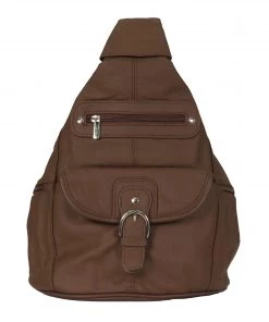 Hot Leathers BPA1017 Genuine Brown Leather Backpack Purse Riding Gear